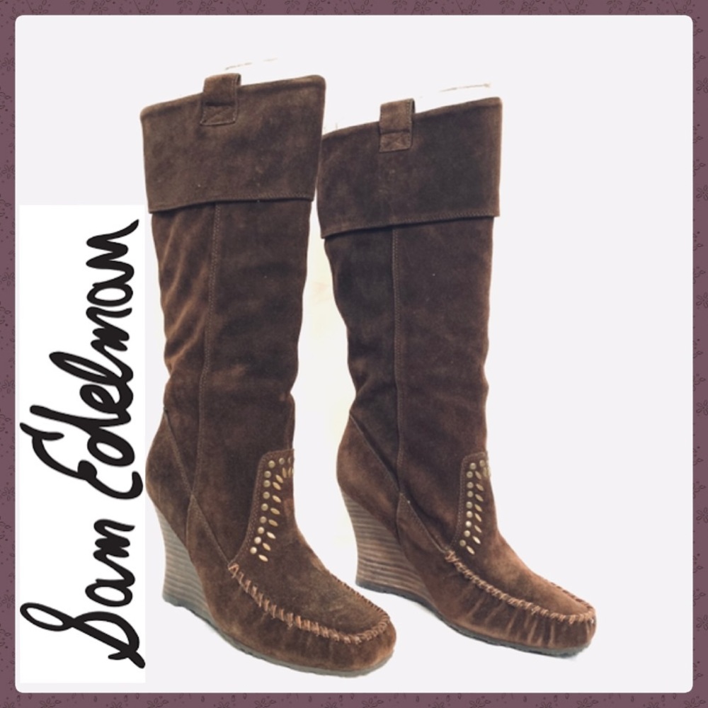 NEW ~ Sam Edelman Wedge boots suede NIB sz:6.5
